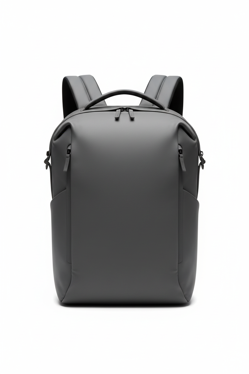Gray travel backpack front view